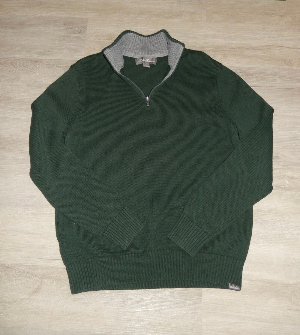 Eddie Bauer Hunter Green Quarter-Zip — Men's L